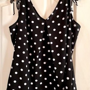 Cute Bobeau black & white polkadot women's top XL